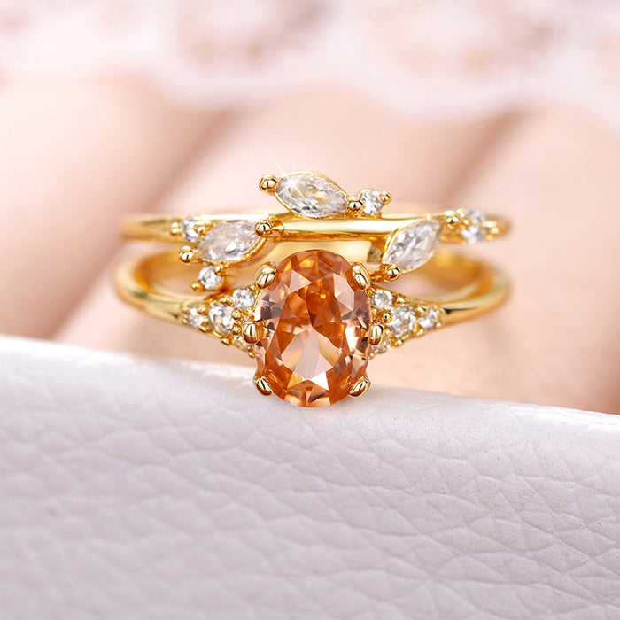 Anillo de imitación de diamantes con pétalos de hojas, joyería pequeña, fresca y sencilla.