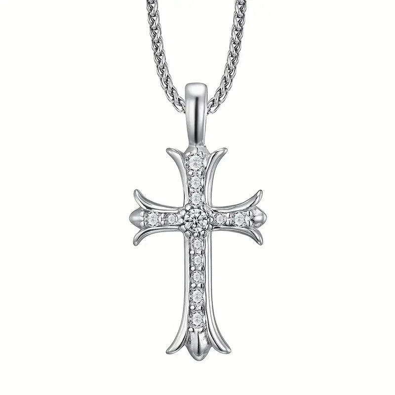 Hip Hop Diamond Cross Men's Necklace - wallojewerly 