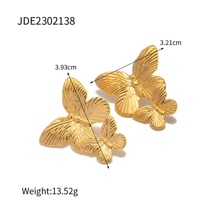 Stainless steel exaggerated earrings butterfly earrings titanium steel