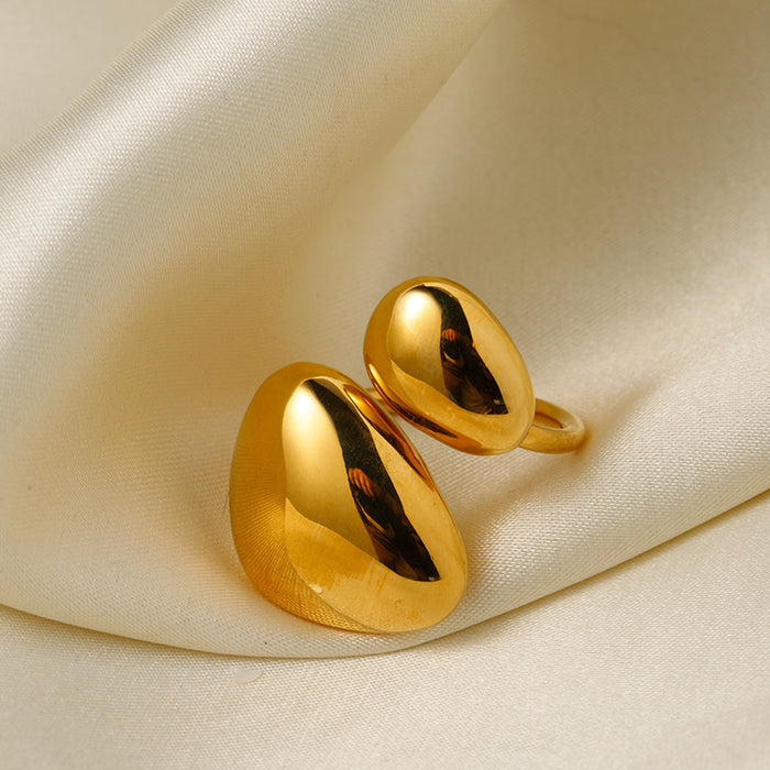 18K Gold Stainless Steel Serpent-Style Ring with Devil's Eye