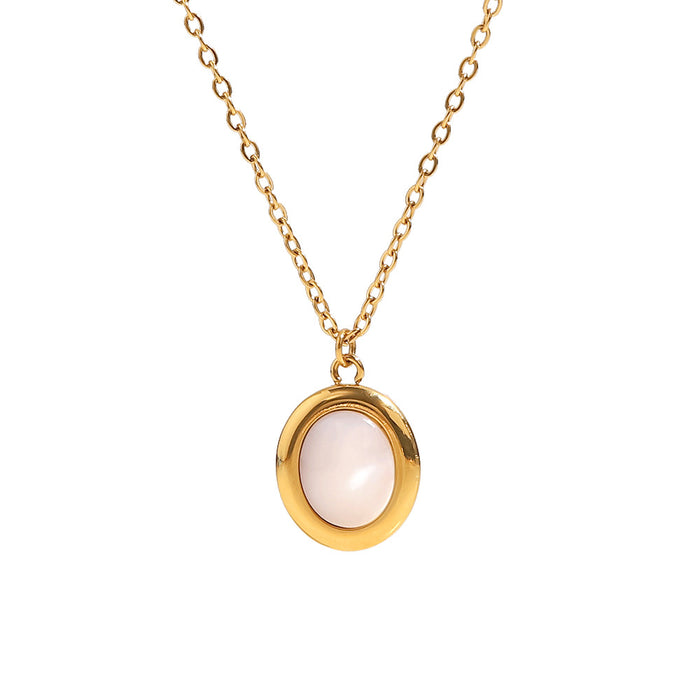 Oval Cat's Eye Pendant Necklace with Vintage Design - Women's Fashion Jewelry