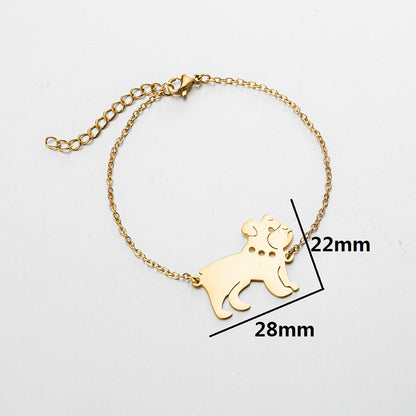 Cute small animal pendant bracelet, pug 18K gold electroplated bracelet cross-border wholesale