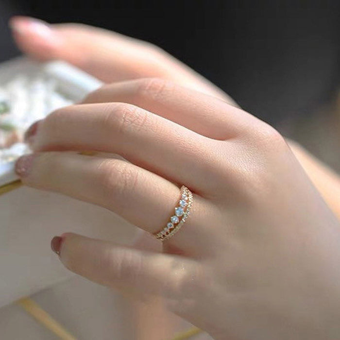 Anillo de moda con forma de pera y forma de V con forma de gota de agua para mujer, el mismo anillo para celebridades de Internet que transmiten en vivo