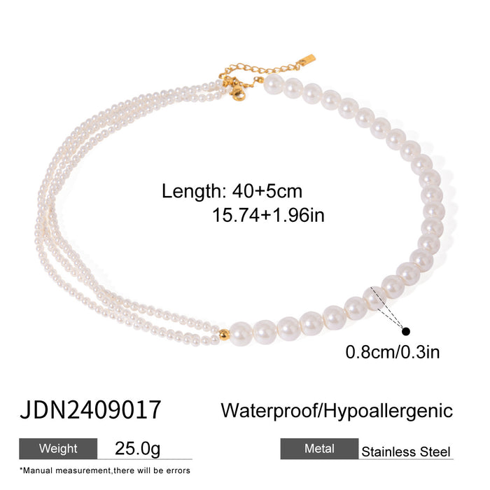 Stainless steel pearl necklace niche light luxury clavicle chain titanium steel necklace cross-border