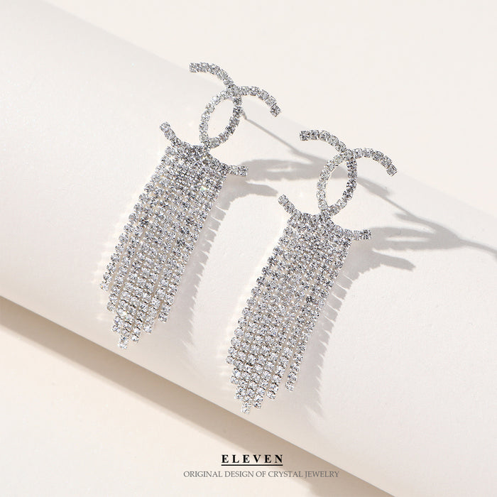 Luxury Rhinestone Earrings - Long Tassel Dangles for a Sophisticated Look