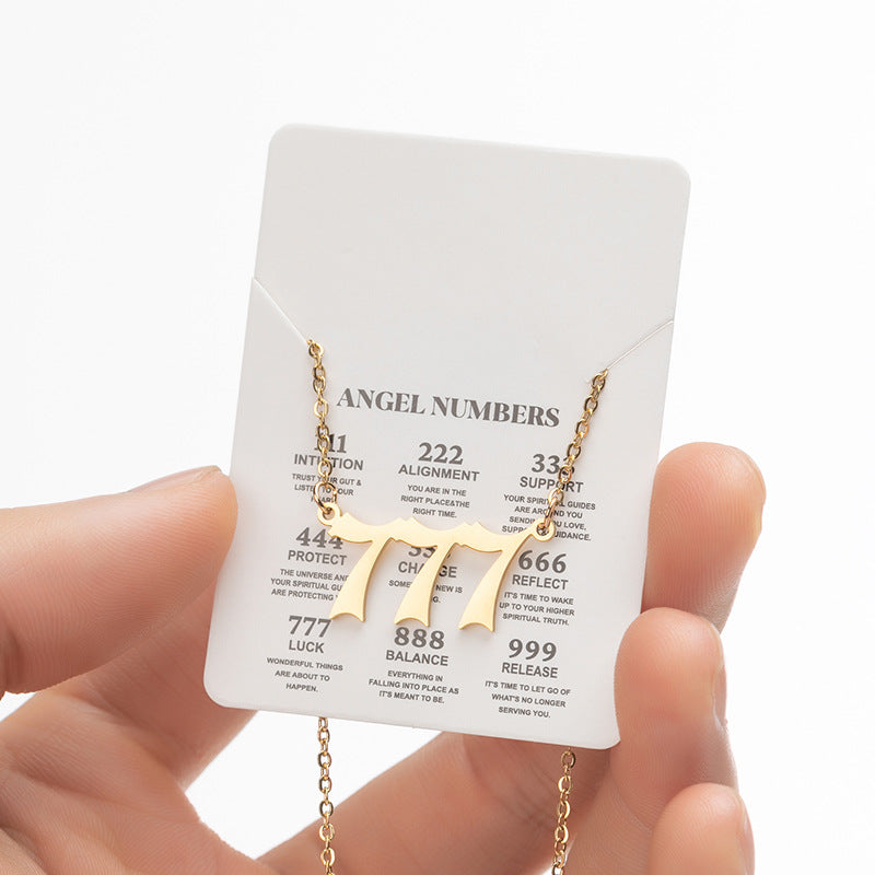 Angel Number Sweater Chain, Vintage 000-999 Stainless Steel Pendant Necklace Wholesale - wallojewerly 