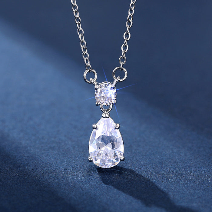 Super sparkling temperament suit teardrop-shaped light luxury earrings and necklaces