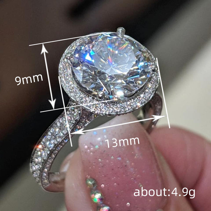 Shiny Geometric Zirconia Ring for Women Engagement Wedding