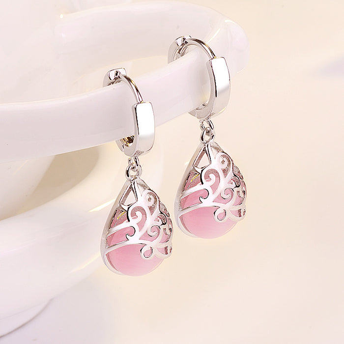 Hollow oval earrings for women zircon stud earrings