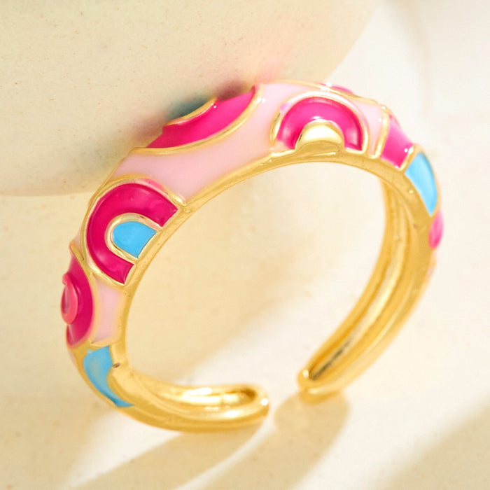 Wholesale colorful enamel leopard print rings