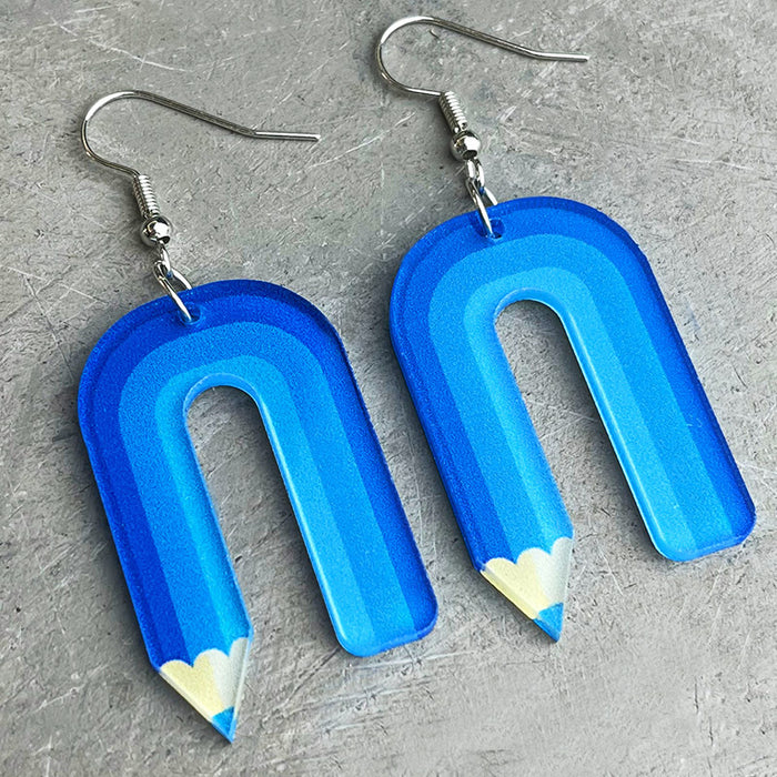 Colorful Pencil Earrings with Art Teacher and School Gift Design