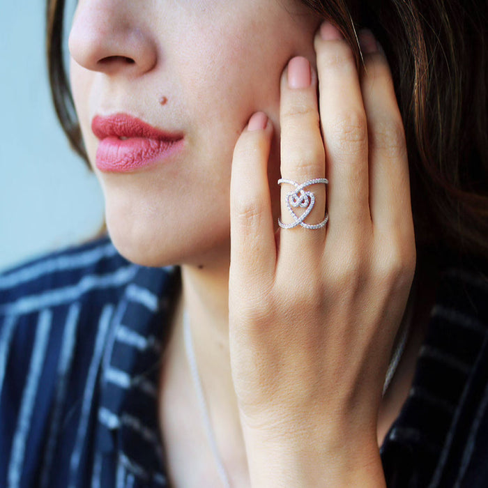 Personalized exaggerated index finger ring, three-dimensional geometric heart-shaped ring