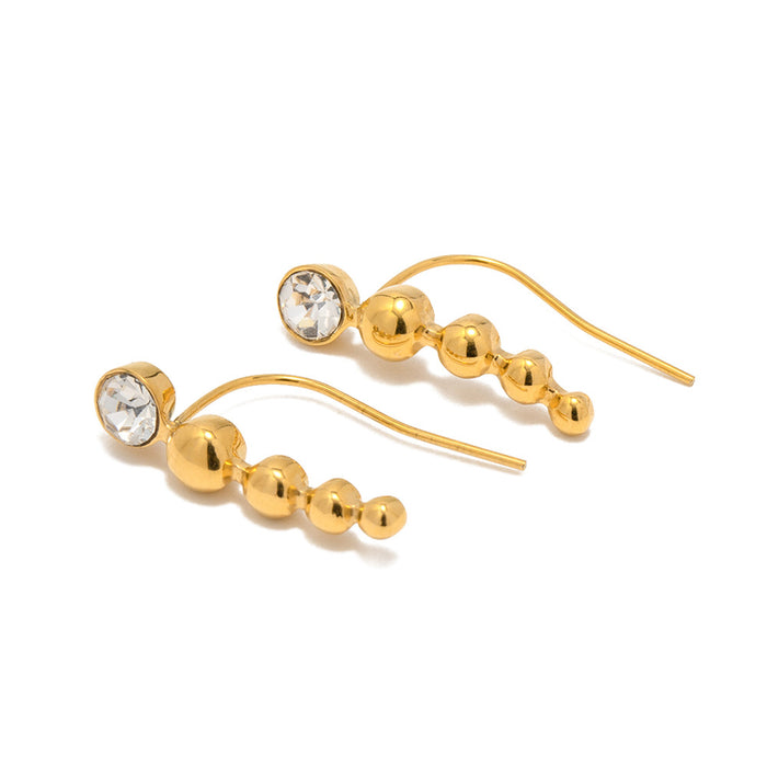 Trending Titanium Steel Earrings - 18K Gold Plated Zircon Inlaid Earrings for Wholesale