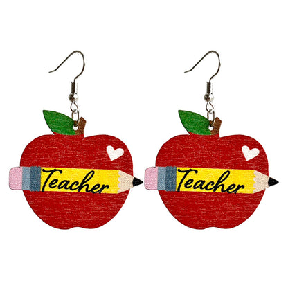 Wooden Apple Pencil Earrings