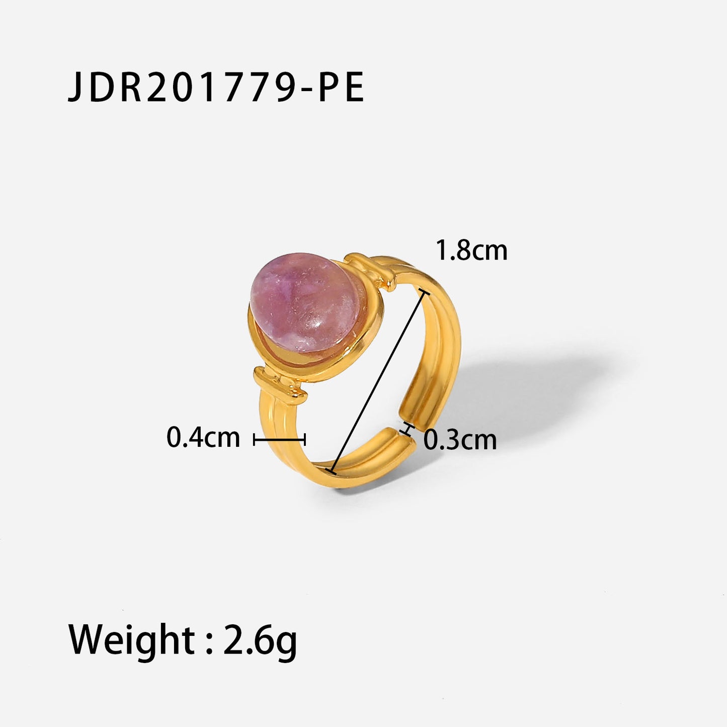 18K Gold Stainless Steel Round Zircon Ring with Weave Design