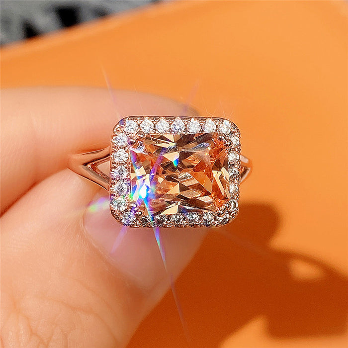 Imitation natural citrine women's ring 8x10 main stone ring