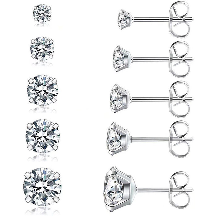 Round claw earrings, zircon vacuum plated ear hooks, simple diamond earrings