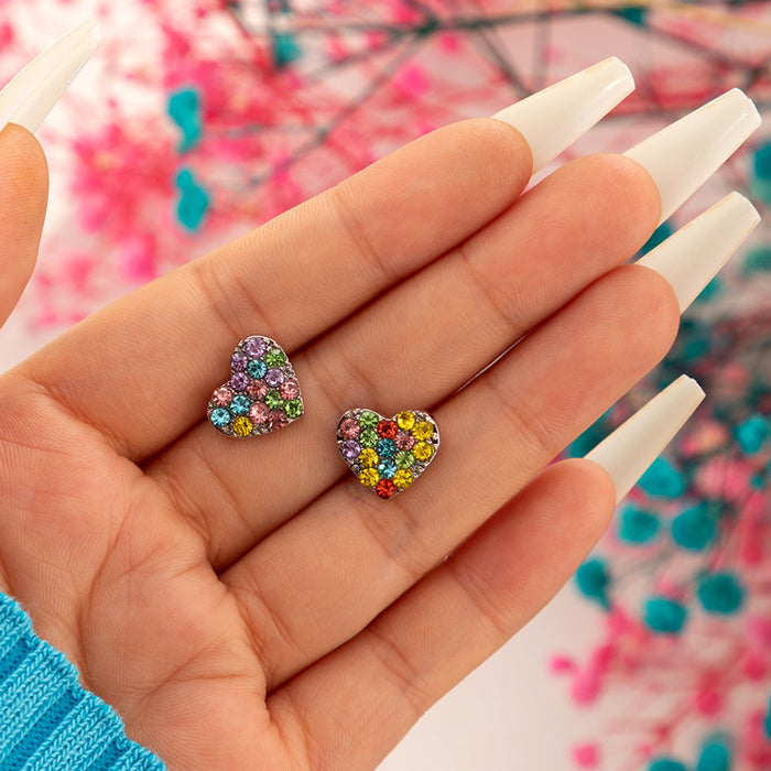 Colorful butterfly heart earrings set irregular geometric four-piece set