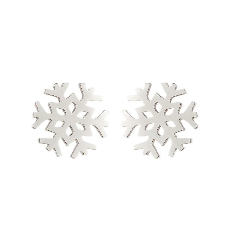 Snowflake and Apple Stainless Steel Earrings - Perfect Christmas Gift Jewelry