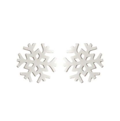 Snowflake and Apple Stainless Steel Earrings - Perfect Christmas Gift Jewelry