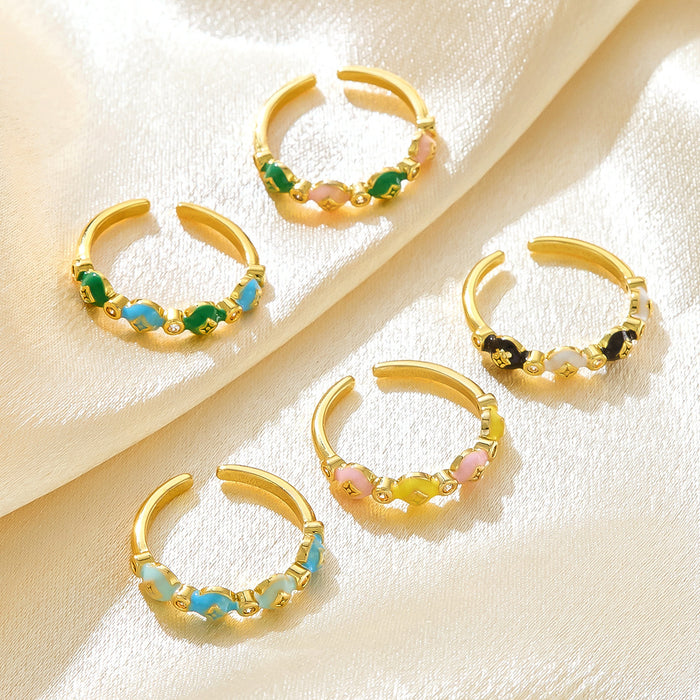 Wholesale copper dripping flower open rings