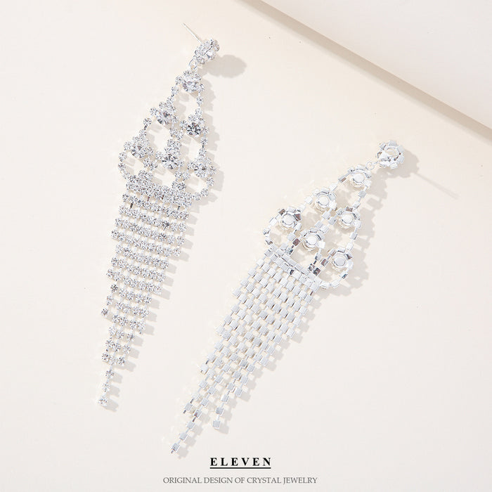 Steel Stud Zircon Earrings - Luxury Dangles for a Sophisticated Look