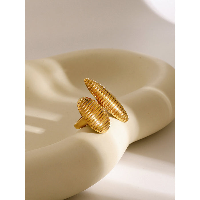 2024 Summer Collection - Oval-Shaped Stainless Steel Ring with Sandblasted Finish