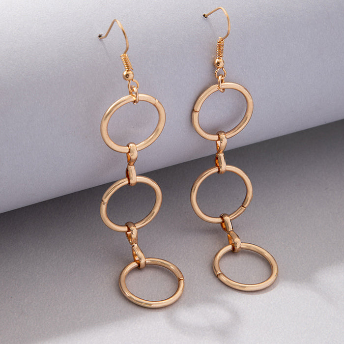 Three circle geometric ear hooks earrings cold style simple earrings