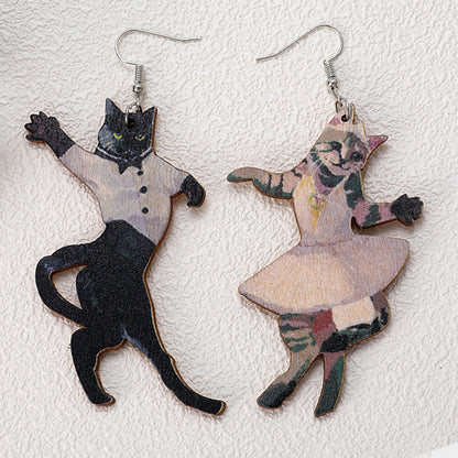 Wooden ballet earrings