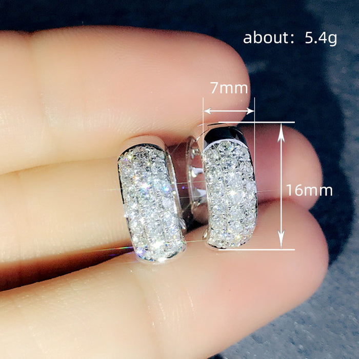 Super shiny full diamond earrings high-end hoop earrings