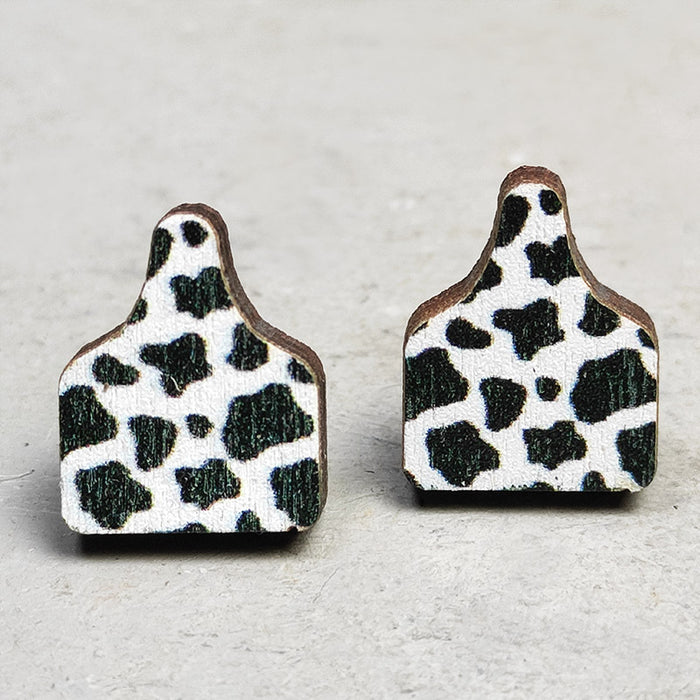 Pendientes de madera con forma de herradura y estampado de leopardo