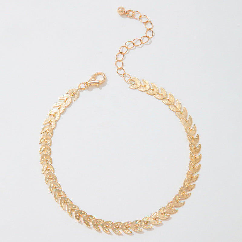 Single Layer Plane Chain Anklet - Minimalist Gold Foot Jewelry