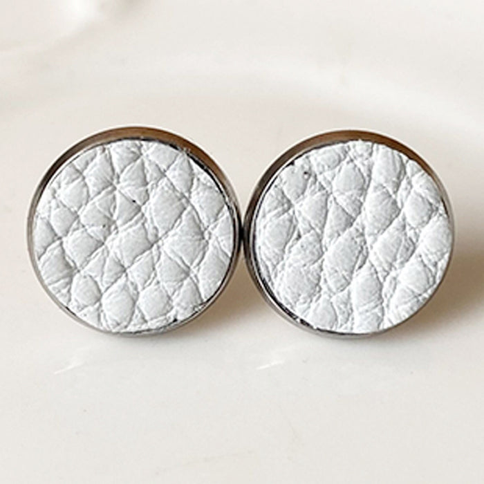 Factory Direct Stainless Steel and Leather Earrings in a Simple Design with Bohemian Texture