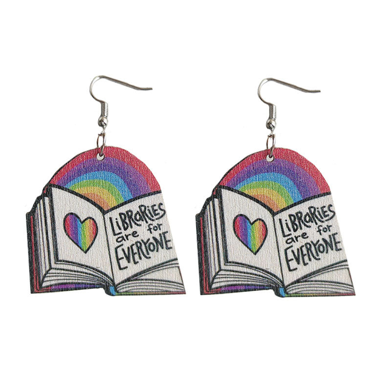 Wooden school earrings