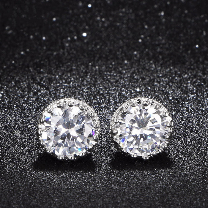 Palace style crown zircon earrings