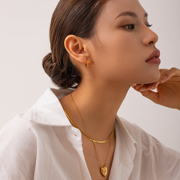 Pendientes de perlas de ginkgo de acero inoxidable bañados en oro de 18 quilates: joyería de moda para mujer