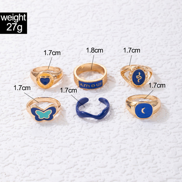 Vintage Skull Claw Eight-Piece Ring Set