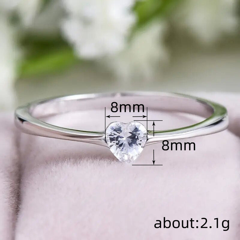 Anillo de pareja en forma de corazón, anillo en forma de corazón súper brillante para mujer