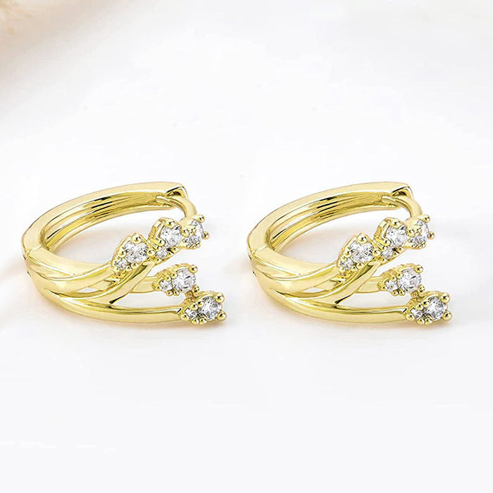 Hollow heart earrings micro inlaid sweet heart-shaped earrings for women