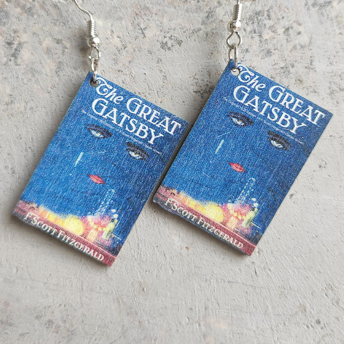 Wooden book earrings