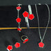 Wholesale 5-piece set of five-petal flower necklace, bracelet, bangle, earrings, and ring - wallojewerly 