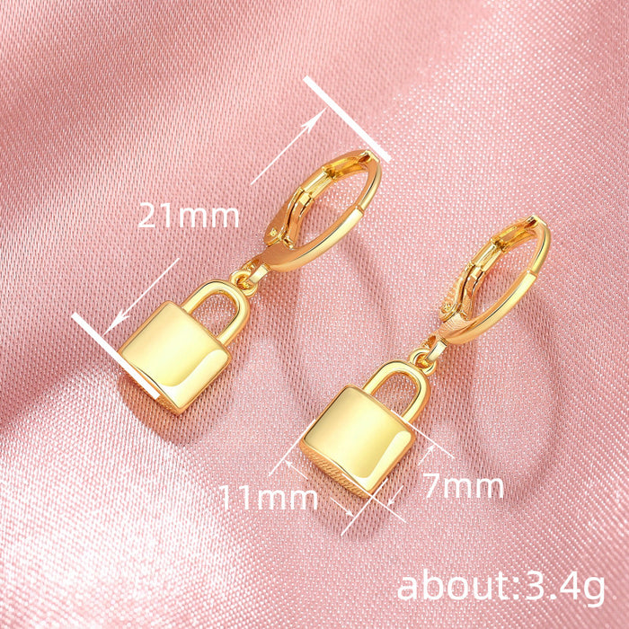 Lock shape earrings for women trendy earrings geometric pattern jewelry