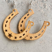 Wooden horseshoe earrings - wallojewerly 