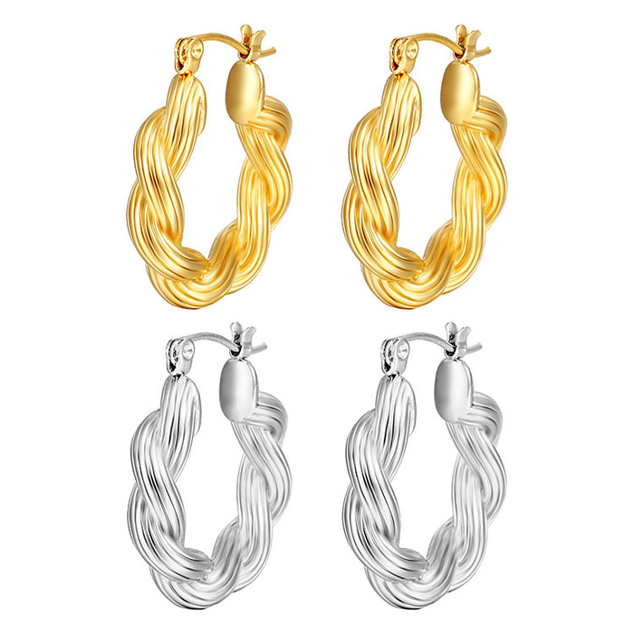 Twisted wire stainless steel earrings, Internet celebrity style casting earrings