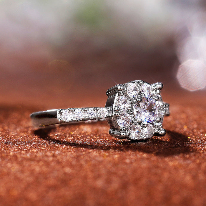 Anillo de compromiso de circonita de cuatro garras para mujer, joyería de boda.