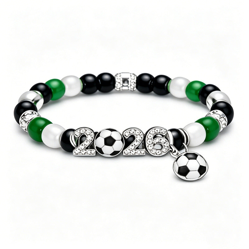Wholesale 2026 World Cup Soccer Charm Bracelets - 18K Gold Plated Rhinestone Crystal Star Adjustable Chain for Football Fans - wallojewerly 