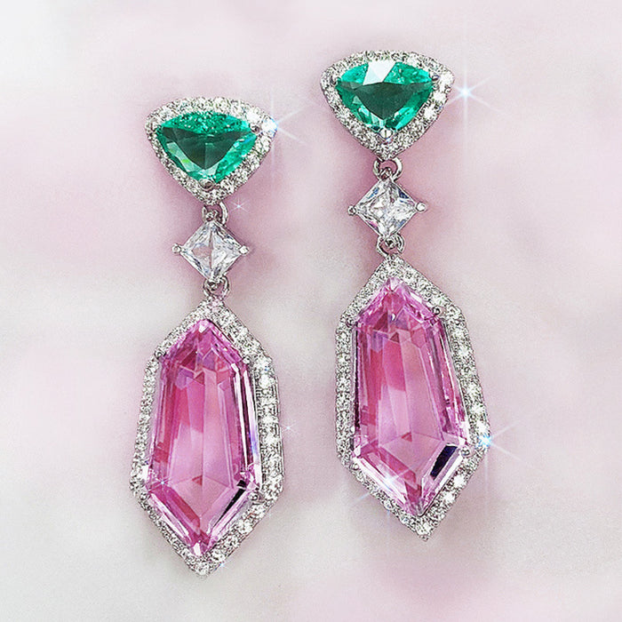 3A zircon imitation crystal earrings