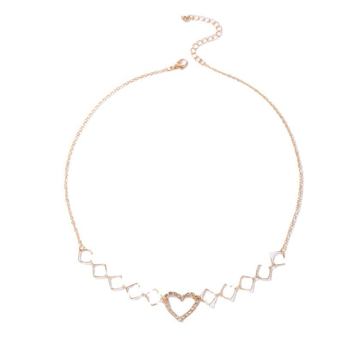 Collar con colgante de corazón geométrico para mujer: pieza llamativa y de moda con estilo INS