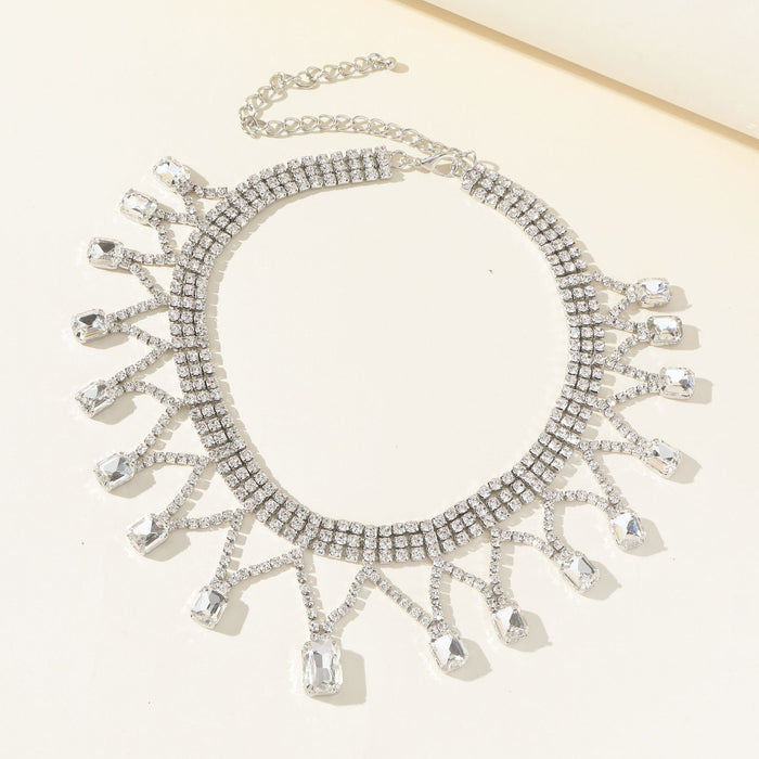 Minimalist Rhinestone Necklace Set - Vintage Style with Geometric Details