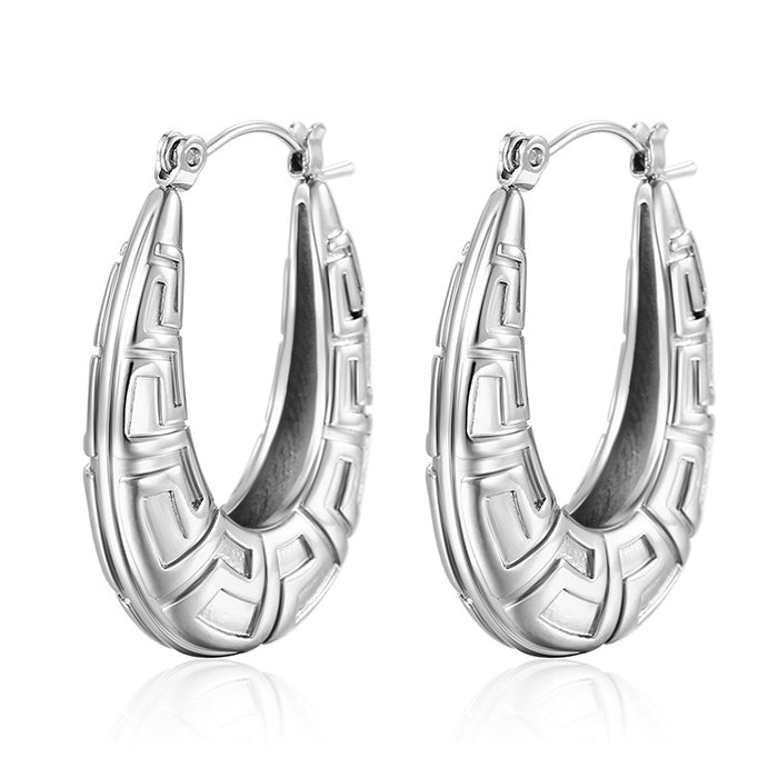 Light luxury earrings stainless steel diamond trendy round earrings